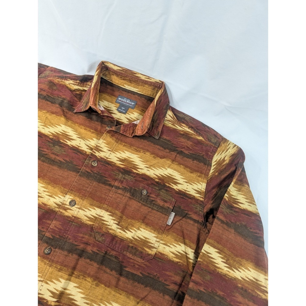 Woolrich Chamois Flannel‎ Button Shirt Heavy L Red Brown  Aztec SouthWest Tribal